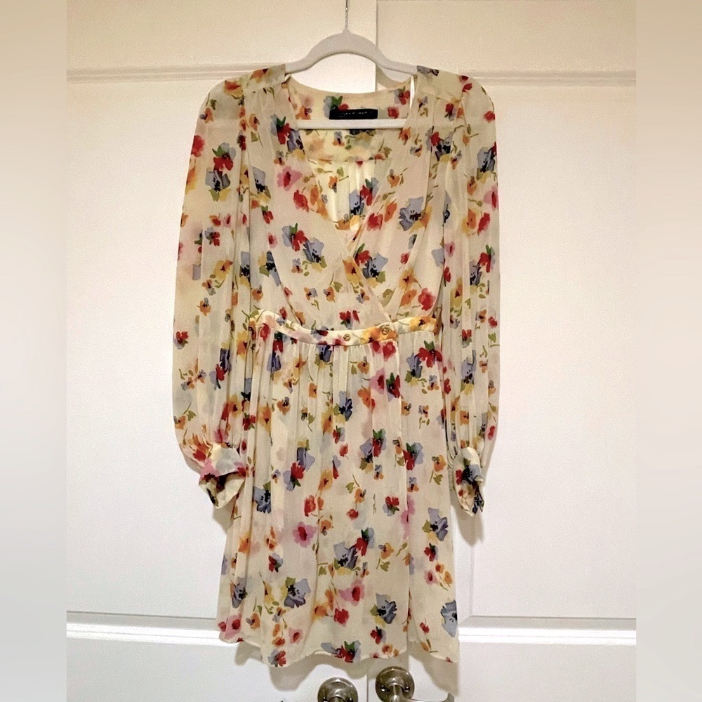Zara woman like new sheer dress lined with attached slip